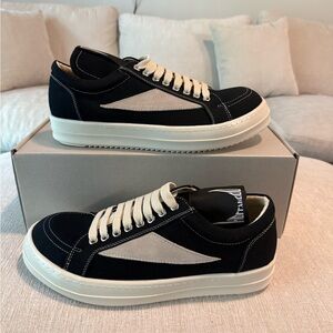 Rick Owens Black and Cream Sneakers